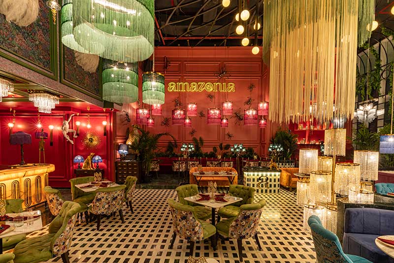 Elegant Amazonia Mumbai luxury restaurant interior, Bandra Kurla Complex